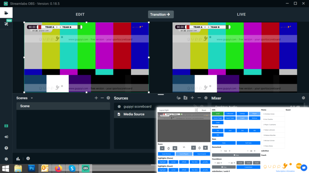 Scoreboard Software - Control Graphic Overlays - Livestream