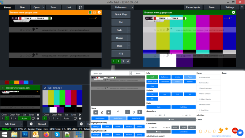 Scoreboard Software - Control Graphic Overlays - Livestream