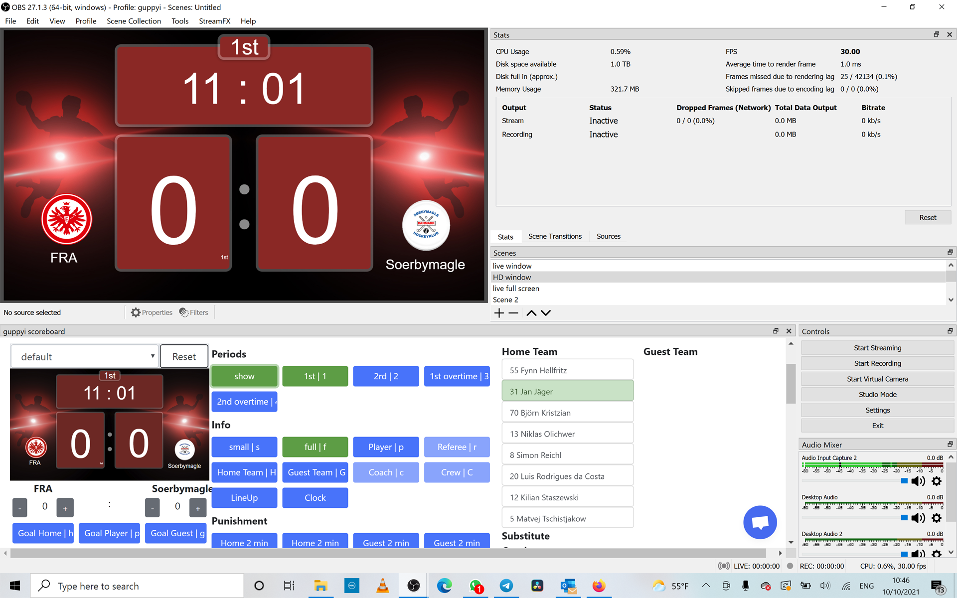 scoreboard software - control graphic overlays - livestream